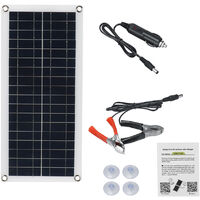 Panneau solaire chargeur solaire flexible polycristallin 12V 30W double USB avec clip de chargement d'urgence portable pour véhicules et navires