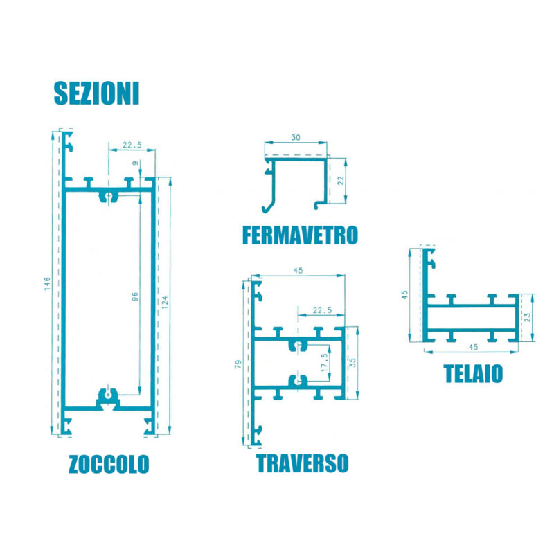 Angolare forato in alluminio liscio 2,5x2,5x250cm conf. 500ml