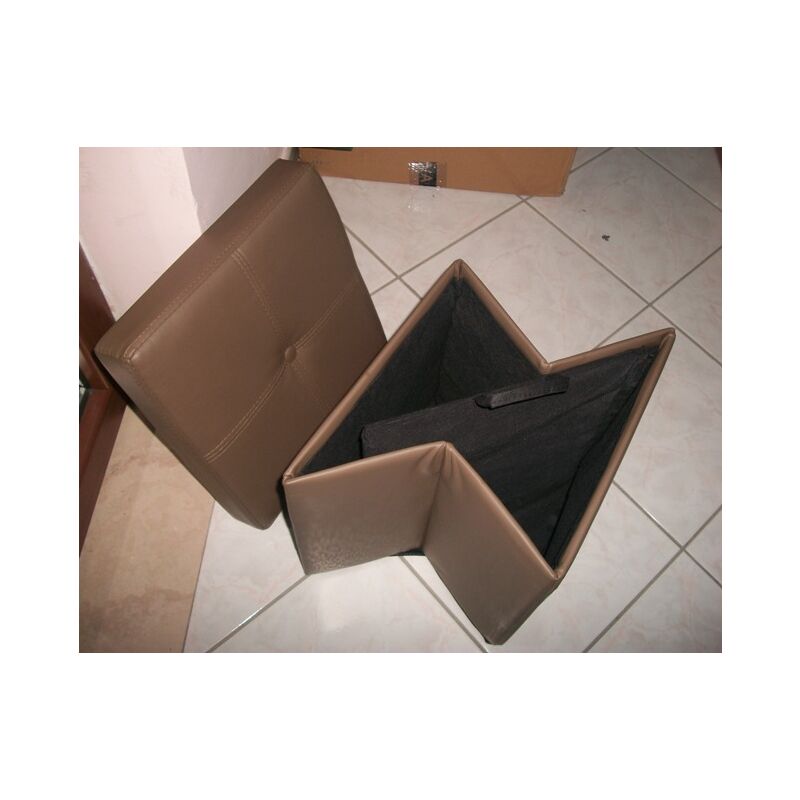 Pouf Contenitore In Similpelle Metalarredo - 40.5x40.5x37.5 Cm, Con Coperchio, Piedini, Colore Rosso O Nero