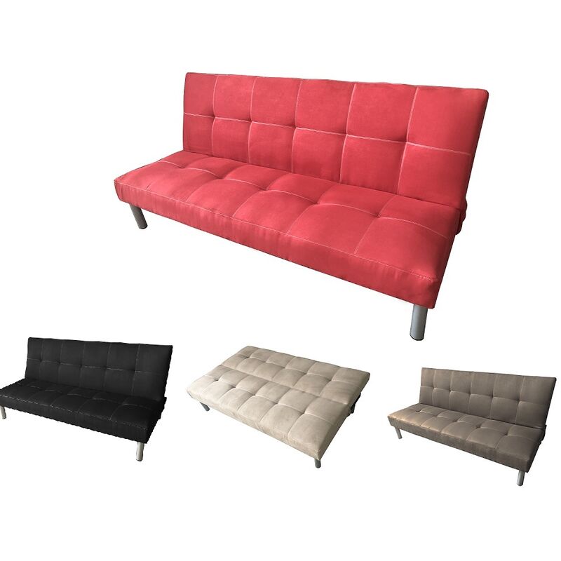 Divano Letto Sofà Bed Colore Rosso Divani 3 Posti 178 X 79 X 84 Divanetti  Reclì ITALFROM®