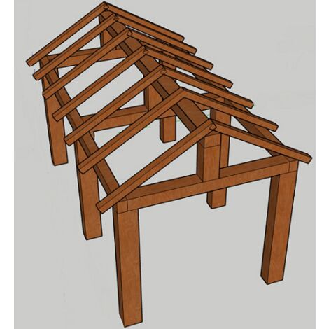 Gazebo da Giardino in Legno Lamellare - mt 6 x 3 x 2 h con Supporti a Tassellare (1/2)