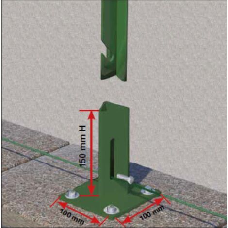 Supporto Zincato e Plastificato verde per Fissaggio a Terra per Palo a T (30X30X3,5)