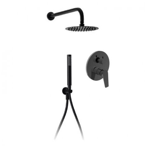 Kit Doccia Completo Tondo Nero Con Deviatore Ceramico - Misura Soffione 30 cm