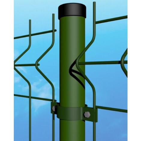 Palo Tubolare Tondo Verde Diametro 48mm - Altezza Palo 110 cm - Completo di 3 Collari per Fissaggio