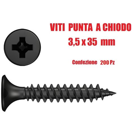 Viti Punta a Chiodo - Accessori per Cartongesso - (� 3,5 X 35mm) - CONF.  200 PZ