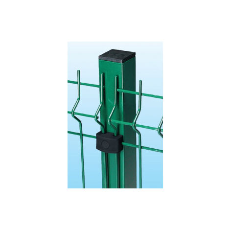 Palo Tubolare Quadro Verde 50X50 mm - Altezza Palo 200 cm - Completo di 3 Piastrine per Fissaggio