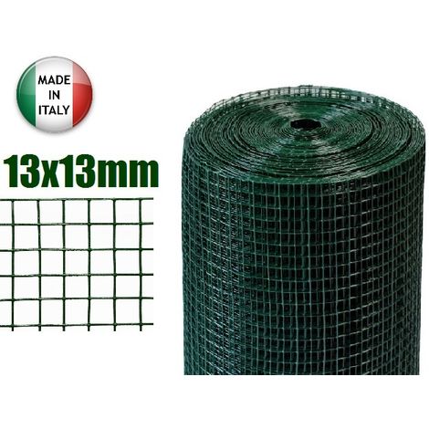 25mt-ROTOLO RETE METALLICA-MINI ZINCATA PLASTIFICATA - MAGLIA:mm13X13  -FILO:mm1,3 - H 50 cm