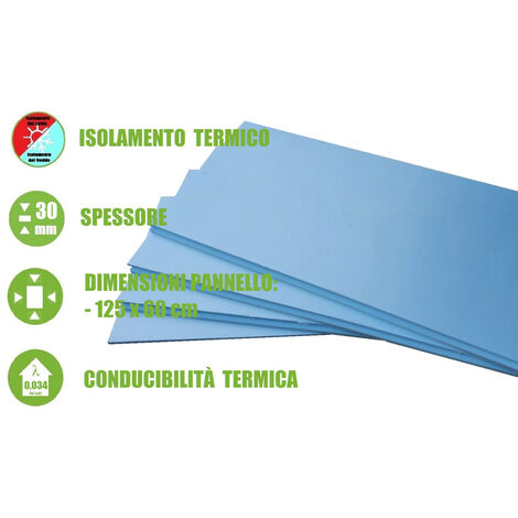 Pannello in XPS 'Polistirene Estruso Sinterizzato' per Isolamento Termico -125x60x3 cm