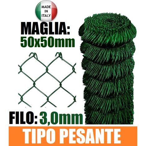 25mt-ROTOLO RETE METALLICA ZINCATA PLASTIFICATA MAGLIA SCIOLTA-TIPO PESANTE  - H 150 cm