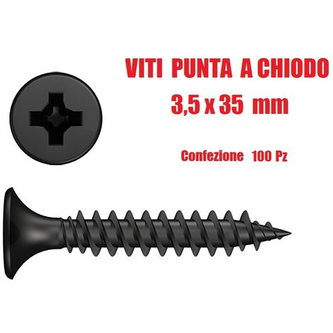 Viti Punta a Chiodo - Accessori per Cartongesso - (� 3,5 X 35mm) - CONF.  100 PZ