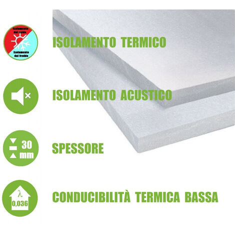 10 Pannelli in EPS 'Polistirene Espanso Sinterizzato' per Isolamento Termico/Acustico -100x50x3 cm