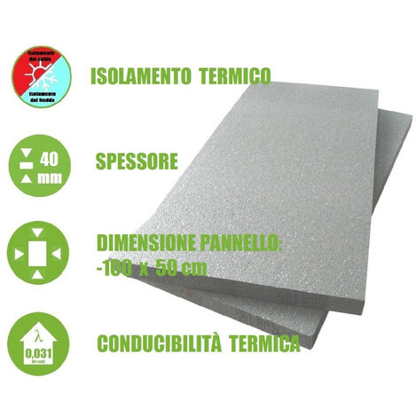 10 Pannelli in EPS con Grafite 'Polistirene Espanso Sinterizzato' per Isolamento Termico -100x50x4 cm