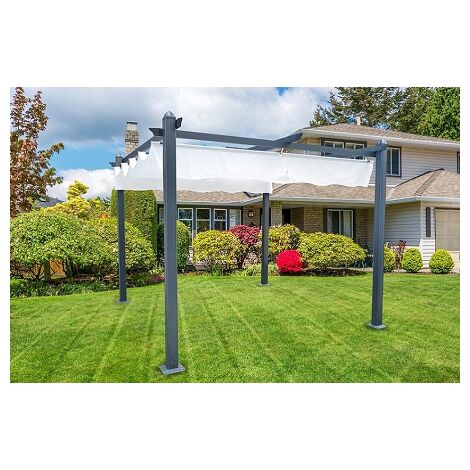 PERGOLA DA GIARDINO IN ALLUMINIO GRIGIO Ral 7016 - cm 400X300cm - ITALFROMGIARD103 (1/4)