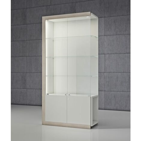 Vetrina in cristalli temperati con mobile con ante 100 x 40 x 210 cm QF/CA (1/2)