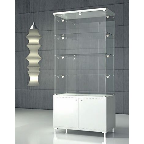 Vetrina In Cristallo Temperati con Faretti LED e mobile 85 x 45 x 190 cm Q/85M (1/2)