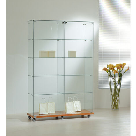 Vetrina Cristalli Temperati 117x40xh180 cm LL OF1218 Made in Italy Colore Grigio