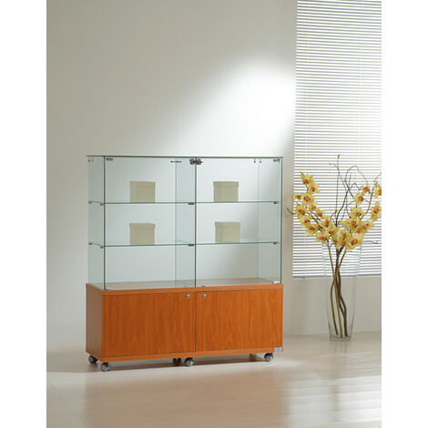 Vetrina Top Cristallo con Mobile 117x40xh130 cm OF1214M Made in Italy Colore Ciliegio (1/5)