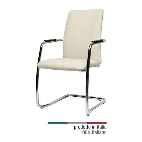 HJH Office 706450 BORNE Sedia Visitatore In Ecopelle Nera | Per Sala Riunioni E Attesa, Con Braccioli E Base Acciaio Cromato, 110 Kg