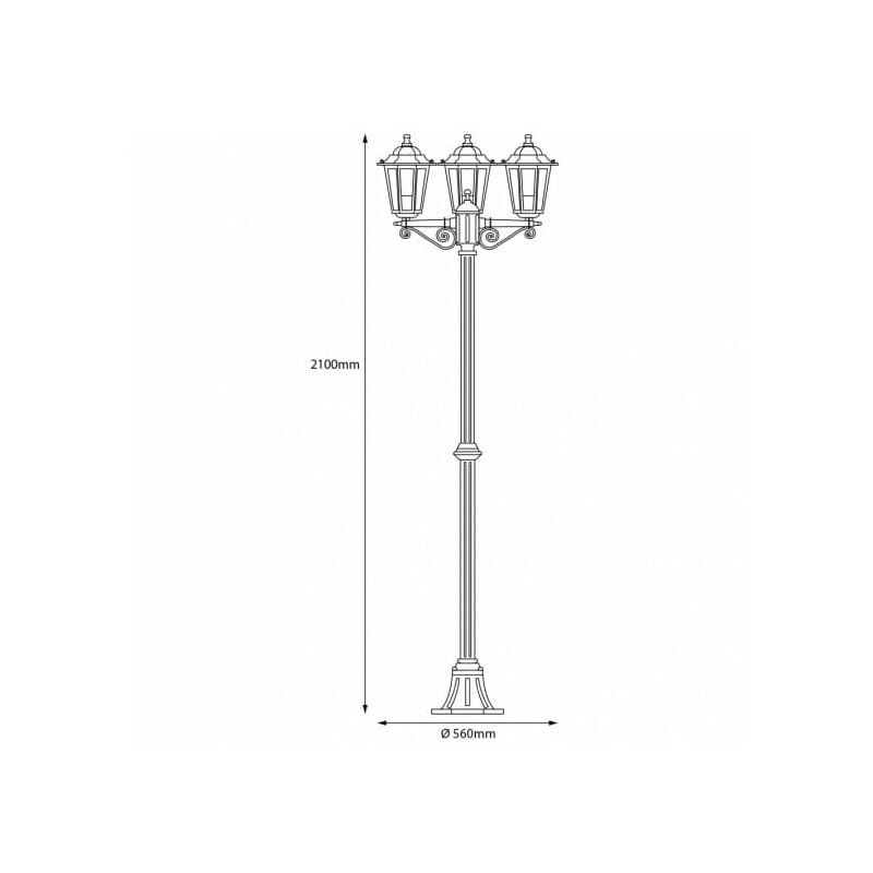 ECLAIRAGE LAMPADAIRE 3 TETES  JARDIN LAMPE EXTÉRIEUR FONTE ALUMINIUM NOIR 175 