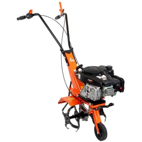 St Pierre Du Champ – Motobineuse thermique 139cc 2.4kW – 4 fraises 26cm – Largeur de travail 36cm – Profondeur 20cm – Moteur Loncin OHV