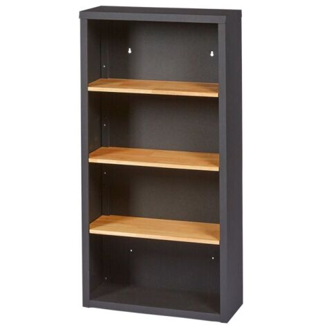 Meuble de rangement 3 étagères en bois d'hévéa – Châssis métallique noir – Dimensions L 60 x H 119 x P 25 cm – Charge max 25 kg par étagère – Feroce (1/2)