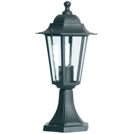 Borne lumineuse extérieure 60W max E27 – Fonte d'aluminium noire – Indice de protection IP43 – Style vintage pour éclairage jardin