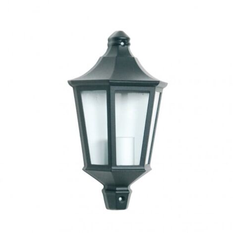 Demi applique extérieure 60W E27 en fonte d'aluminium noire – Indice de protection IP43 – Dimensions 19x33 cm pour éclairage extérieur (1/2)