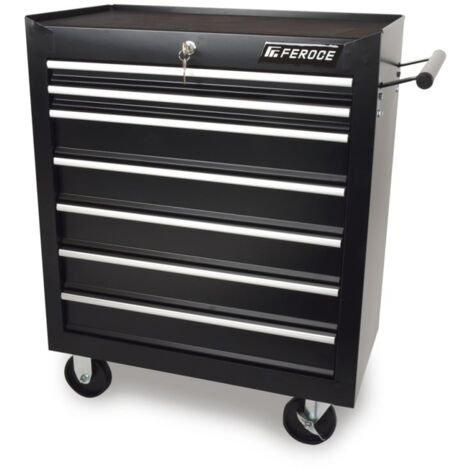 Servante d'atelier roulante 7 tiroirs – Hauteur 78cm – Charge max 105Kg – Roues avec frein et poignée – Structure en métal – Feroce