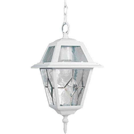 Suspension extérieure vintage 100W max E27 – Fonte d'aluminium blanche – Indice de protection IP44 – Dimensions 97x19x19 cm – Bricolage Direct