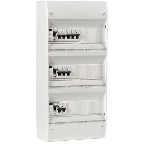 Tableau électrique pré-câblé 3 rangées 39 modules – 10 disjoncteurs 10A à 32A – Montage en saillie – Indice de protection IP30 – Nalto