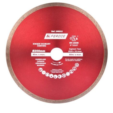 Disque Diamant Continu 200 x 25.4mm FEROCE (1/2)