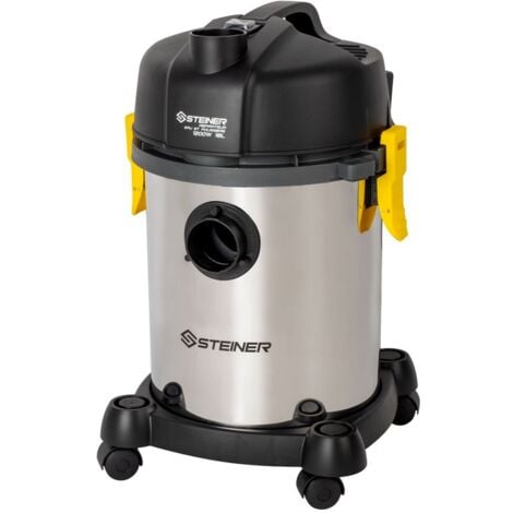 Aspirateur eau et poussières sans sac avec fonction souffleur - 1200W 18L inox STEINER
