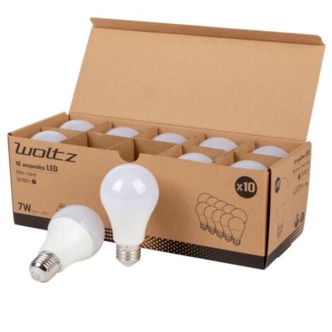 Lot de 10 Ampoules LED SMD E27 A60 7W Blanc chaud WOLTZ