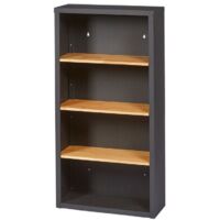Meuble de rangement 3 étagères en bois d'hévéa – Châssis métallique noir – Dimensions L 60 x H 119 x P 25 cm – Charge max 25 kg par étagère – Feroce