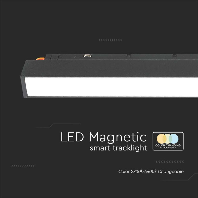 V-TAC Plafoniera LED SMD Lineare da Binario Magnetica 20W 48V 43x22x580mm  Colore Nero Compatibile con Google Home e  Alexa 3in1 IP20 CRI90