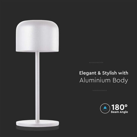 Lampada Led Da Tavolo 2w Colore Bianco In Alluminio Ricaricabile Con Usb C  Touch Dimmerabile 3000k