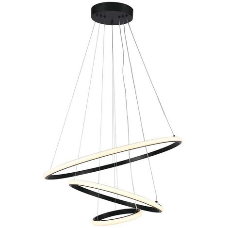 V-TAC Lampadario LED a Sospensione con 3 Cerchi 32W in Metallo Colore Nero 604020cm 3000K