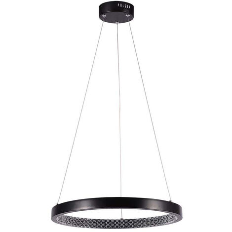 V-TAC Lampadario LED a Sospensione Circolare 19W in Metallo Colore Nero d: 40cm h: 108cm Bianco Caldo (1/5)