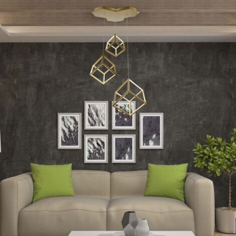 V-TAC Lampadario LED Sospensione 3 Cubi 46W Moderno Decorativo 5648.5156cm Oro (1/5)