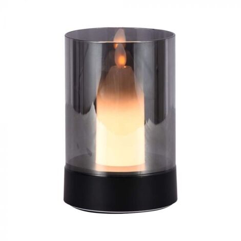 V-TAC Lampada da Tavolo LED 2W dal Design a Candela, Ricaricabile, Vetro Fumé Bianco Caldo (1/5)