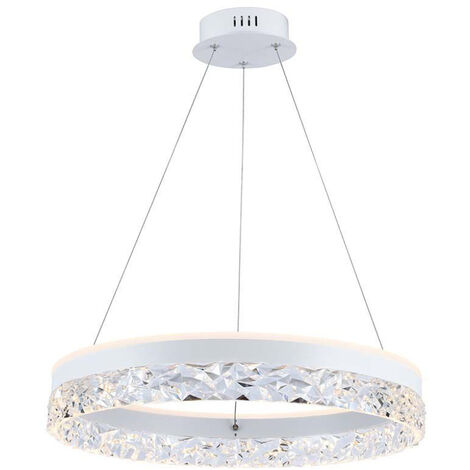 V-TAC Lampadario LED a Sospensione Circolare 25W in Metallo Colore Bianco d: 50cm h: 122cm Bianco Caldo (1/5)