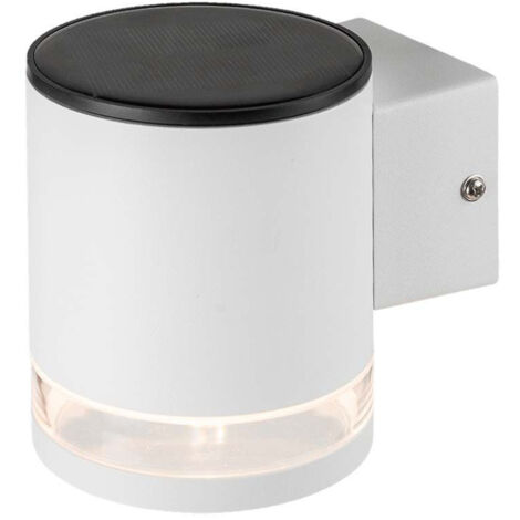 1W LED SOLAR WALL LAMP SMD CORPO BIANCO IP44 3000K - Luce CALDA