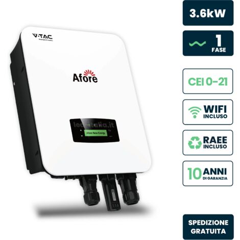 V-TAC Inverter Monofase Ibrido On-Grid/Off-Grid 3.6kW Meter WiFi e TA Garanzia 10 Anni IP65