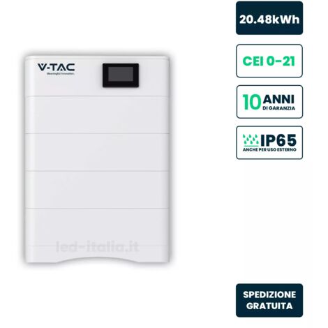 V-TAC Kit 4 Moduli Accumulo Alta Tensione 20.48kWh LFP 100Ah 204.8V IP65