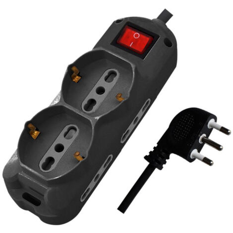 V-TAC Multipresa 1,5m 4Prese 10/16A + 210/16A Schuko + Interruttore Spina 16A