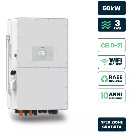 V-TAC Inverter Trifase Ibrido ALTA TENSIONE 50kW, WiFi e TA Inclusi, Garanzia 10 Anni IP65