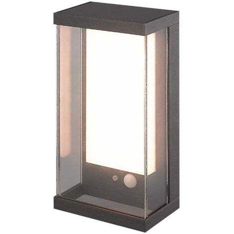 V-TAC Lampada LED Rettangolare con Pannello Solare e Sensore PIR 1W Grigio Bianco Caldo IP54