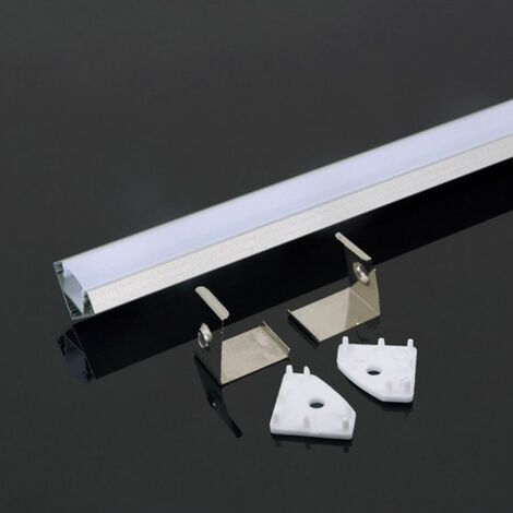 V-TAC Profilo in Alluminio Angolare Colore Silver per Strip LED (Max l:  12,1mm) Copertura Satinata 2000 x 19 x 19mm