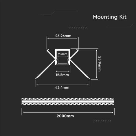 Profilo angolare da incasso per cartongesso in alluminio per strip led a  scomparsa 2 metri