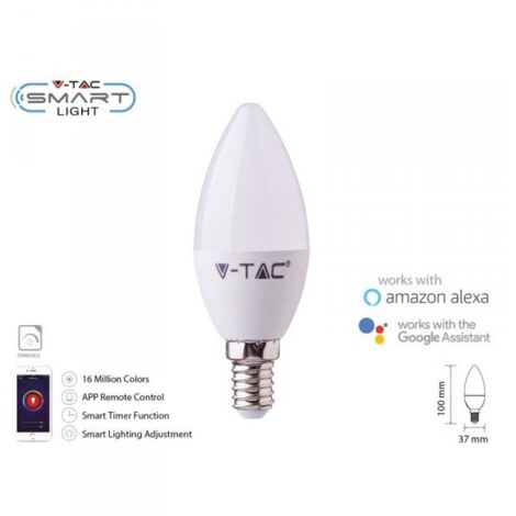 V-TAC Lampadina LED E14 4,5W Candela Google Alexa App V-TAC RGB+3in1 Dimmerabile